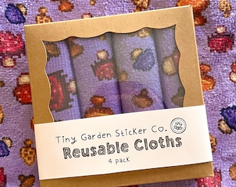 Ensemble de chiffons en microfibre inspirés de Stardew Valley : motif champignon (Ensemble de 4)