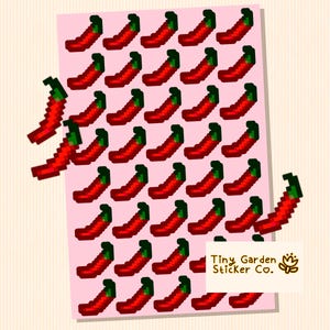 Feuille d'autocollants Stardew Valley Mini piments forts | Stickers mignons et épicés pour Bullet Journals, agendas, calendriers - Hot Pepper Fun