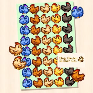 Feuille d'autocollants Stardew Valley Mini Poulets | Autocollants mignons de poulet pour des carnets, des planificateurs, des calendriers - adorables animaux de la coop