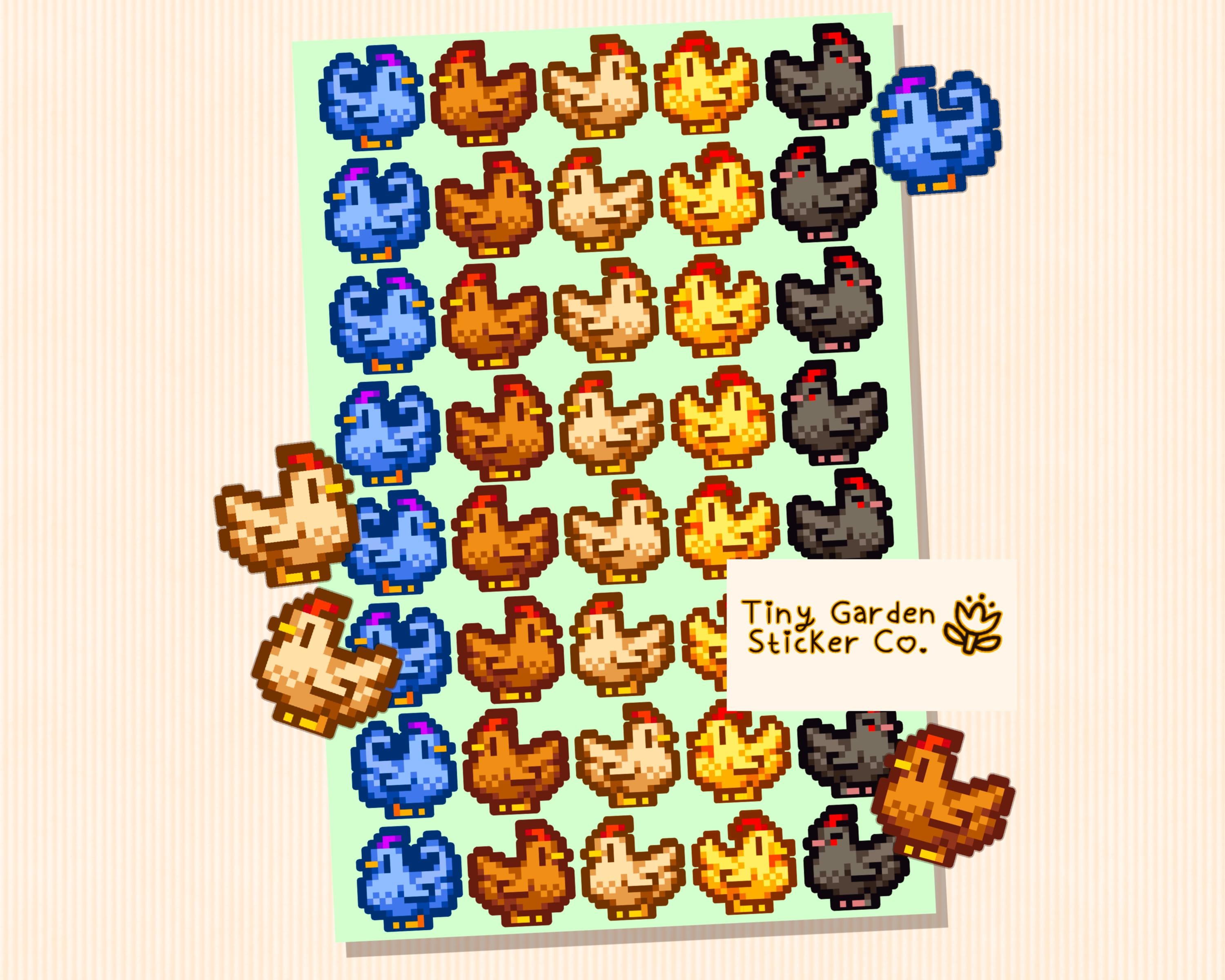 Stardew Valley Mini Chicken Stickers: Water-Resistant Planner Stickers