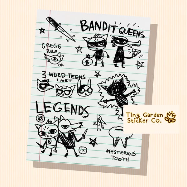 Night in the Woods Sticker Sheet: Mae's Notebook Art, NITW Fan Vinyl Decals