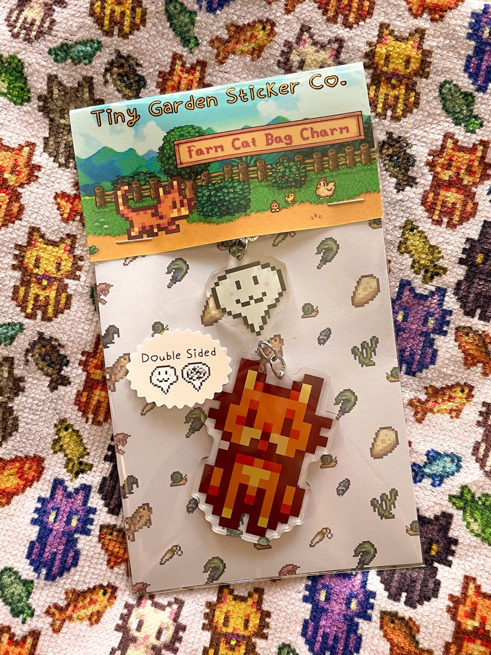 Stardew Valley Orange Cat Keychain Bag Charm | Double-sided Emotion ...