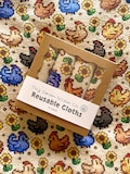 Stardew Valley Inspired Microfiber Cloth Set: Chicken & Sunflower Design (Set of 4)