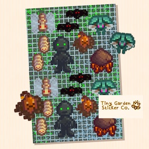 Stardew Valley Höhlenmonster Sticker Bogen | Entzückend und abenteuerlich SDV Critters Cave Baddies Bösewichte Sehr einzigartige seltene Sammlung Gaming