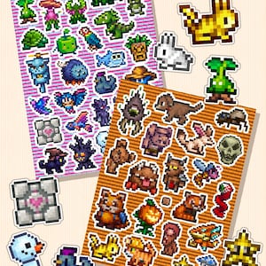 Feuilles d'autocollants pour animaux de compagnie Terraria | Stickers compagnons inspirés de l'univers Terraria - Parfaits pour les fans d'aventures douillettes et d'objets de collection