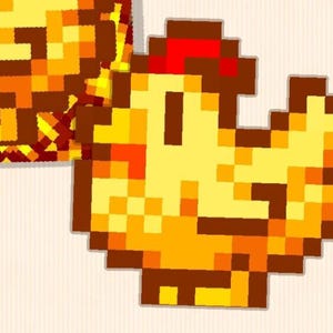 Sticker doré grand format poulet Stardew Valley