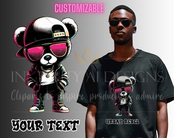 Teddybear Design Custom Name Text | SVG PNG Clipart | dtg dtf print Sublimation | Urban Streetwear | Instant Download | Commercial Free Use