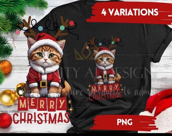 Cool Christmas Cat Clipart png  | dtg dtf sublimation blank | Urban Streetwear tshirt | Tis the season | Free for Commercial Use