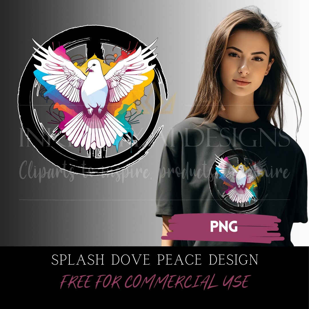 Cool Peace Sign Dove PNG File Color Splash Dtg Dtf Pod - Etsy