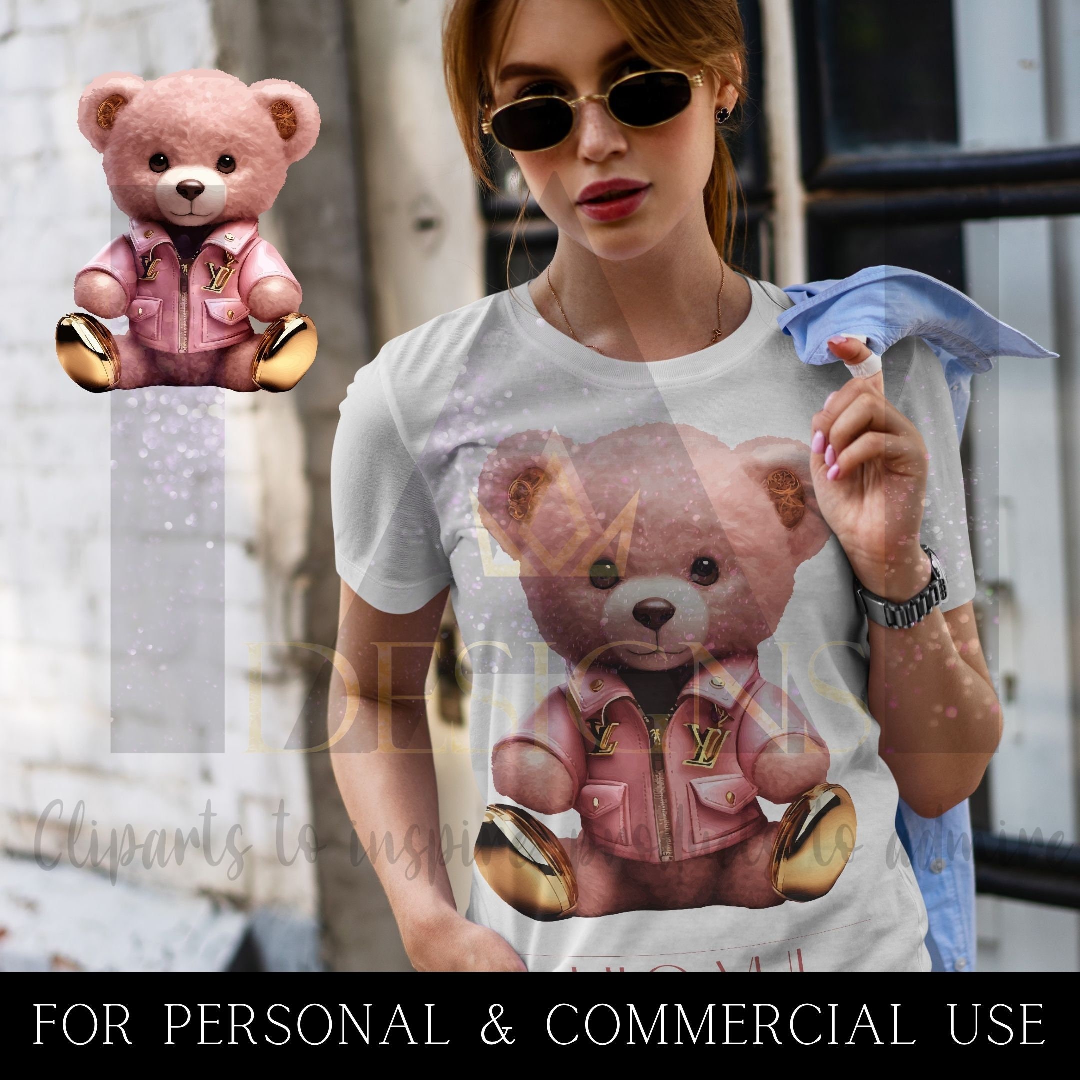 Round Neck Baby Pink 3D Bear Design Women Blouse main image 1