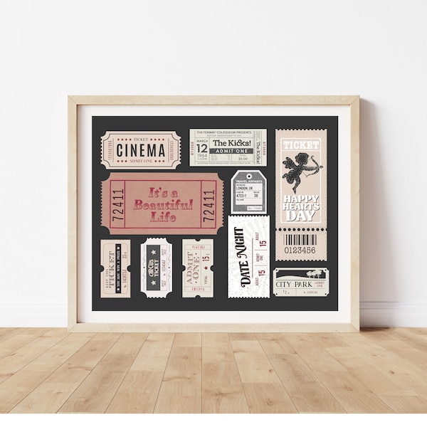 It's a Beautiful Life Ticket Collage Print | Vintage Wall Art | Retro Ticket Poster | Digital Print | Aesthetic Poster