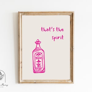 Pink Retro That&#39;s the Spirit Bar Cart Print | Alcohol Print | Colorful Bar Art | Home Bar Gallery Wall | Cocktail Wall Decor