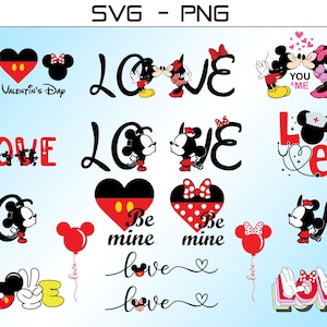 Mouse Love Valentine&#39;s Day Bundle Svg, Happy Valentine&#39;s Day 2025 Svg, Be Mine Svg, Mouse Valentines Couple Svg, Love Heart Svg Png