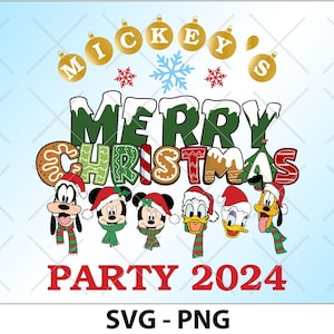 Merry Christmas Party 2024 SVG PNG, Xmas Mouse And Friends Png, Mickey Family Christmas Sublimation Design Christmas Squad Svg
