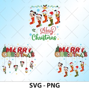 Merry Christmas Mickey and Friends SVG PNG, Christmas Socks Png, Family Christmas Png, Very Merry Christmas Party Png, Xmas Holiday Svg