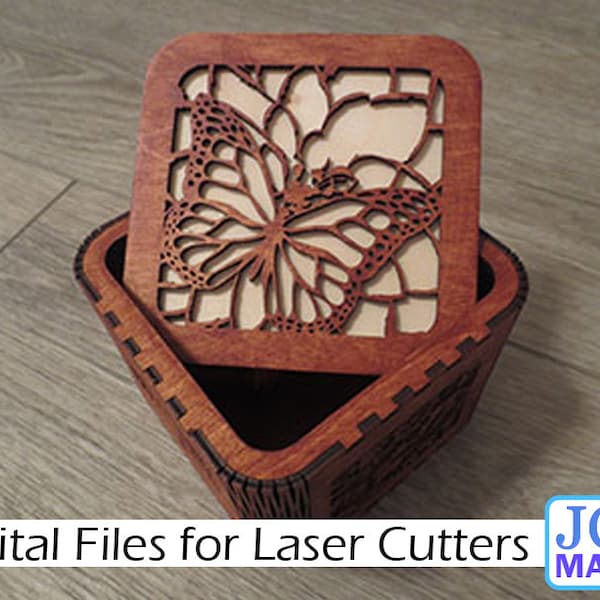 Decorative Wooden Box laser cut Butterfly gift SVG plans cut file Digital Download Glowforge