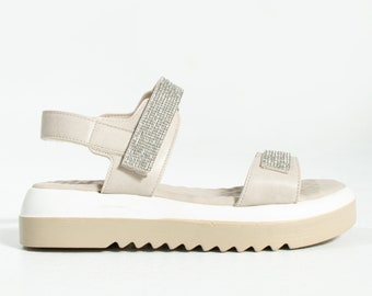 Ivory Barefoot Sandals, Platform Beige Sparkle Shoes Women, Wedding Sandals, Vegan Leather Sandals for Brides, Platform Sandals