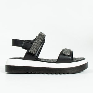 Black Barefoot Sandals, Platform Sparkle Sandals, Black Vegan Leather Sandals for Brides, Casual Black Sandals, Black Platform Shoes