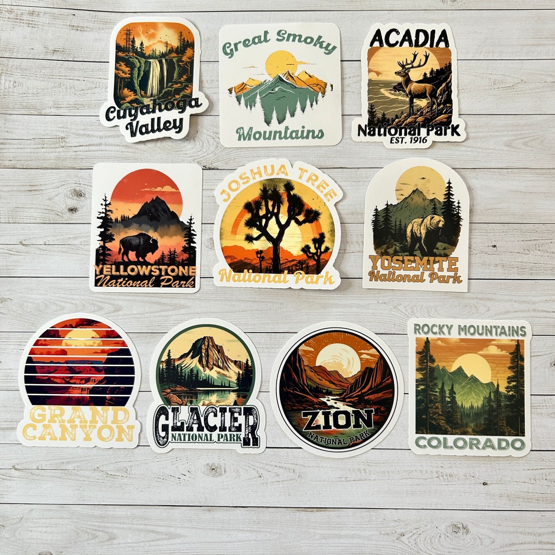 National Parks Assortment Vinyl Stickers Smokey Mountains Acadia Yosemite Joshua Tree
