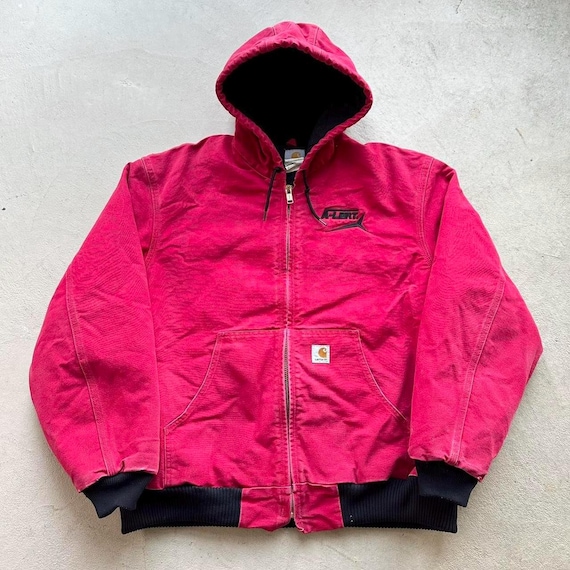 Vintage Carhartt Red Hooded Jacket - Etsy Vintage Carhartt Red Hooded Jacket - Etsy