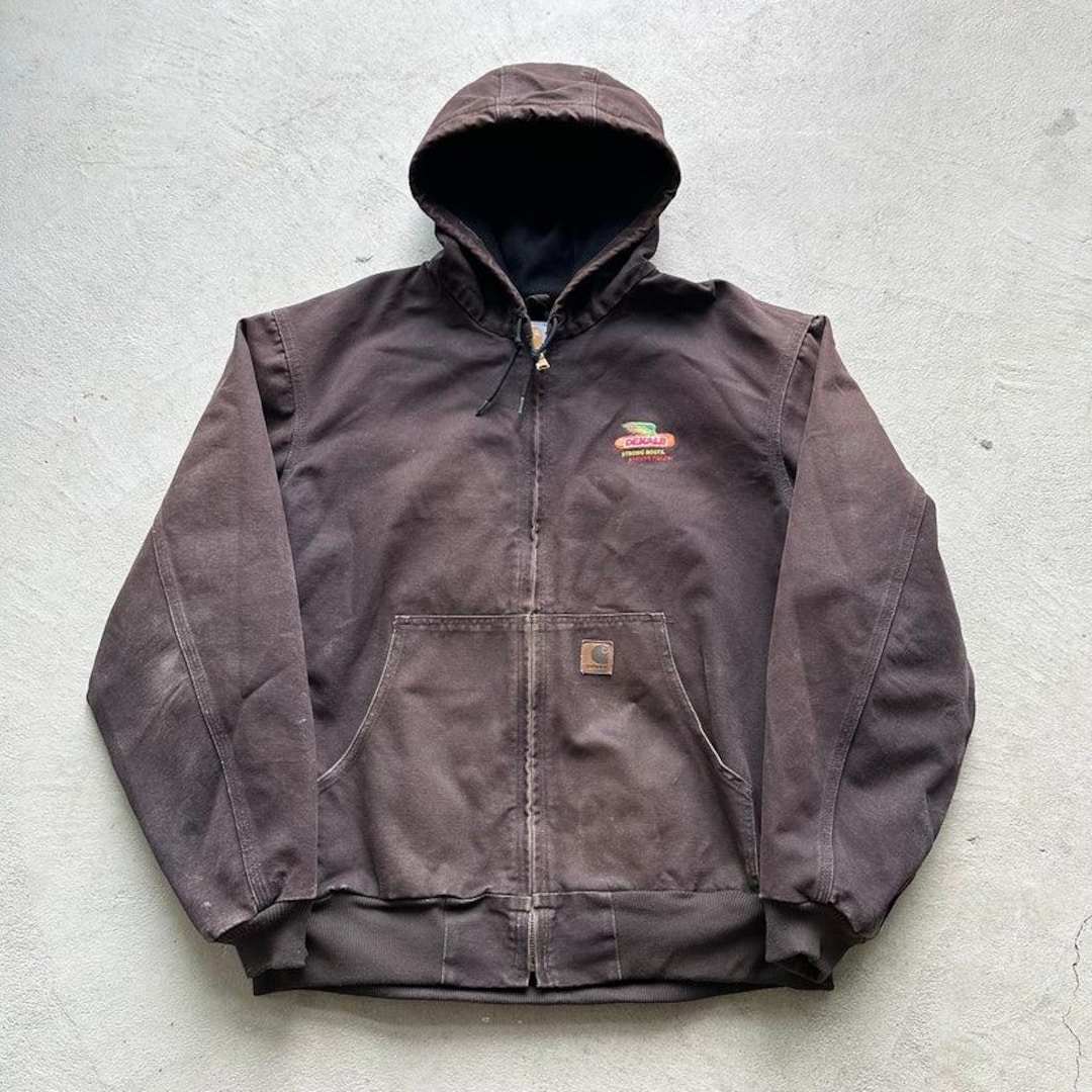 Vintage Carhartt Brown Hooded Jacket - XL - Etsy