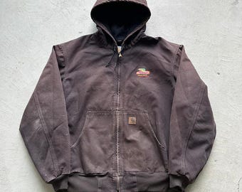 Vintage Carhartt Brown Hooded Jacket - XL - Etsy