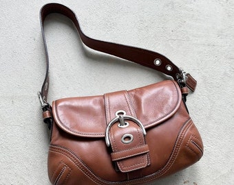 Vintage Y2K Coach Caramel Brown Mini Soho Leather Shoulder Bag