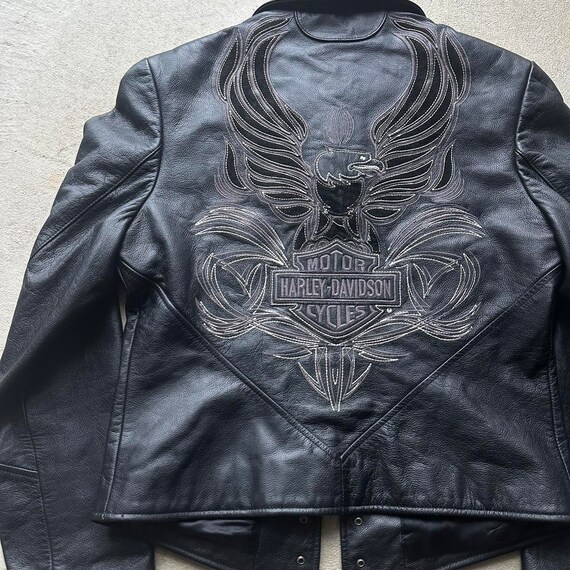 Vintage Harley Davidson Black Leather Motorcycle … - image 7