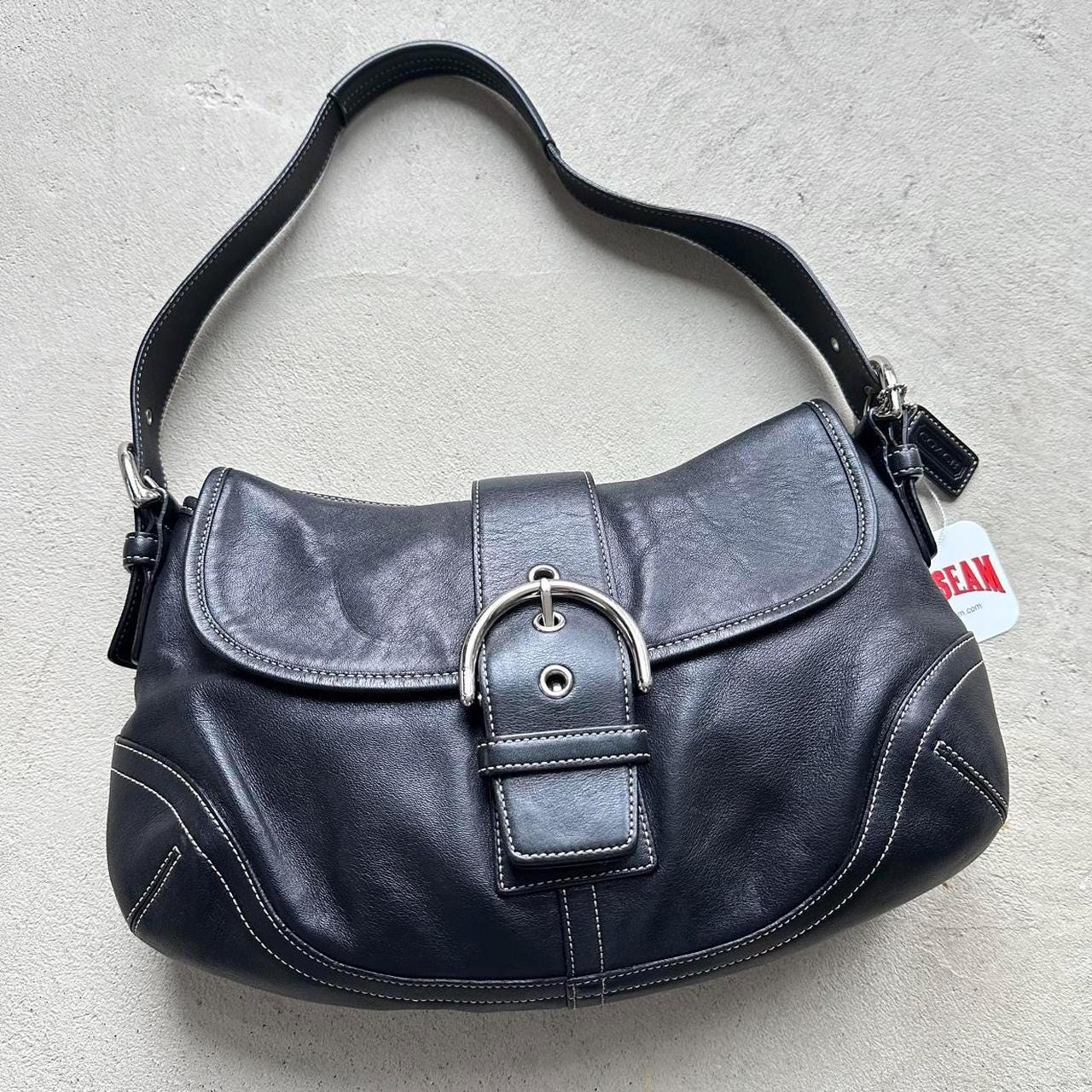 バッグ COACH soho leather hand bag y2k black Vintage Coach Soho 3653 Hobo Shoulder Bag Black Leather Y2K