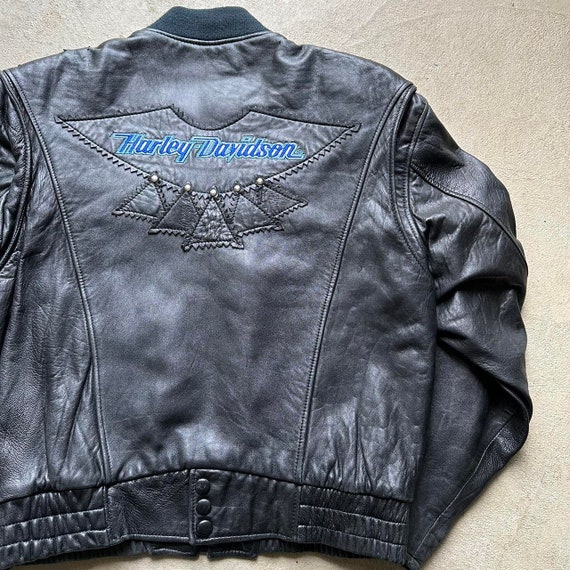 Vintage Harley Davidson Leather Bomber Jacket - L - image 4