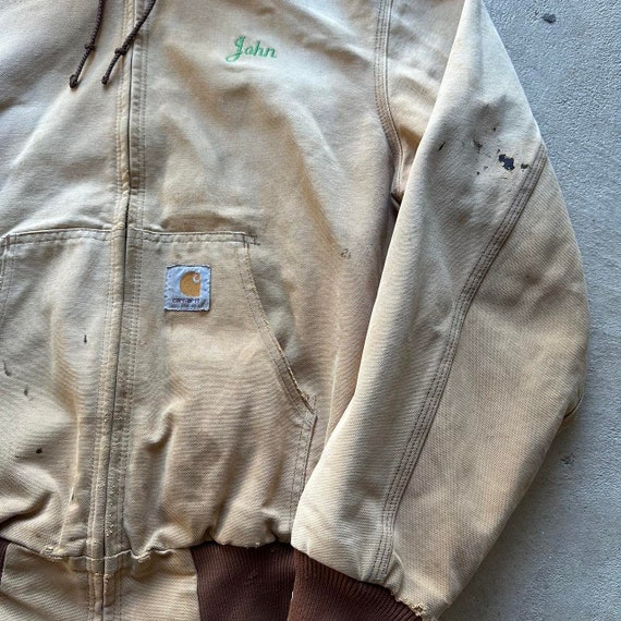 Vintage Carhartt Faded Tan Hooded Jacket - image 5