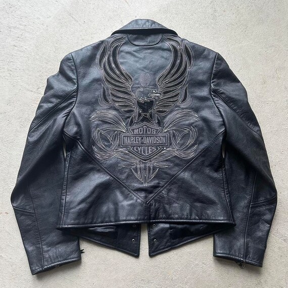 Vintage Harley Davidson Black Leather Motorcycle … - image 1