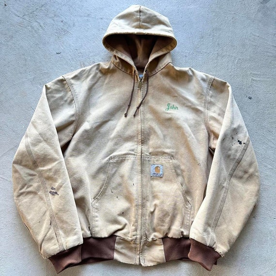 Vintage Carhartt Faded Tan Hooded Jacket - image 4