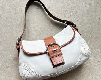 Vintage Y2K Coach White Leather Soho Shoulder Bag