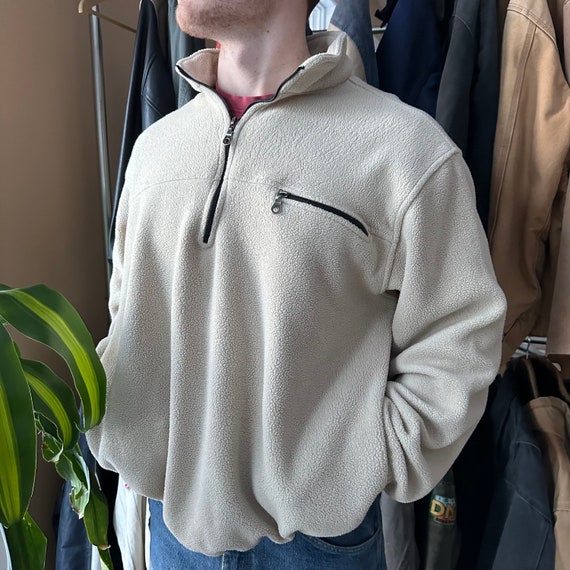 Vintage Beige Quarter Zip Fleece XL Etsy