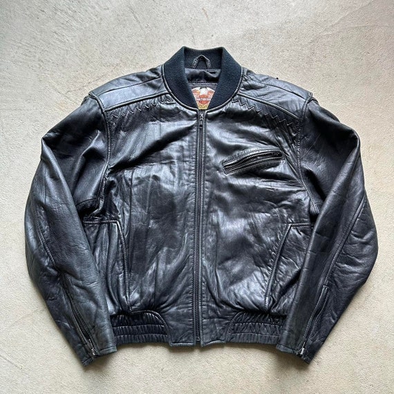 Vintage Harley Davidson Leather Bomber Jacket - L - image 3