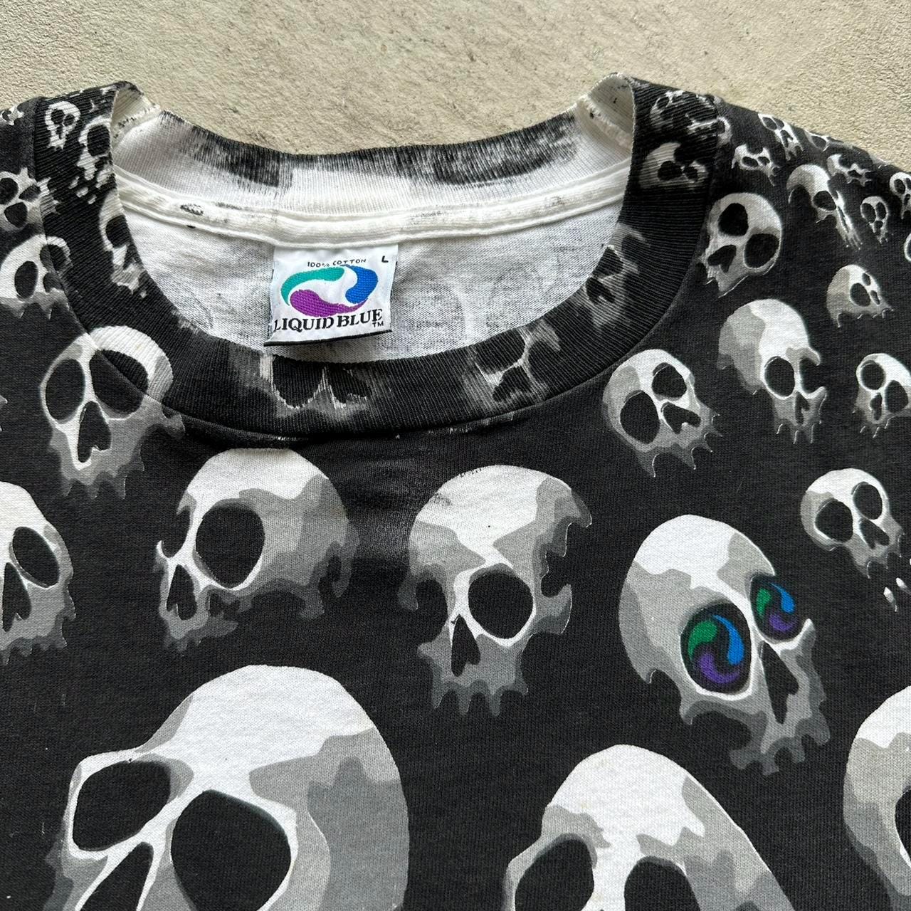 RARE Vintage 90's Liquid Blue Skull T-shirt - Etsy