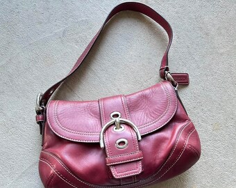 RARE! Vintage Y2K Coach Red Leather Mini Soho Shoulder Bag