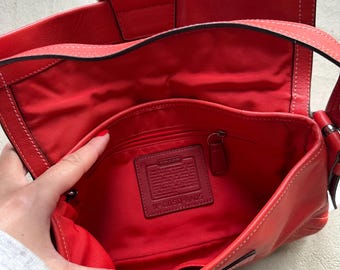 COACH コーチ ショルダーバッグ レザー ソーホー クロスボディ レッド ヴィンテージ コーチ レッド スクエア ソーホー ショルダーバッグ
