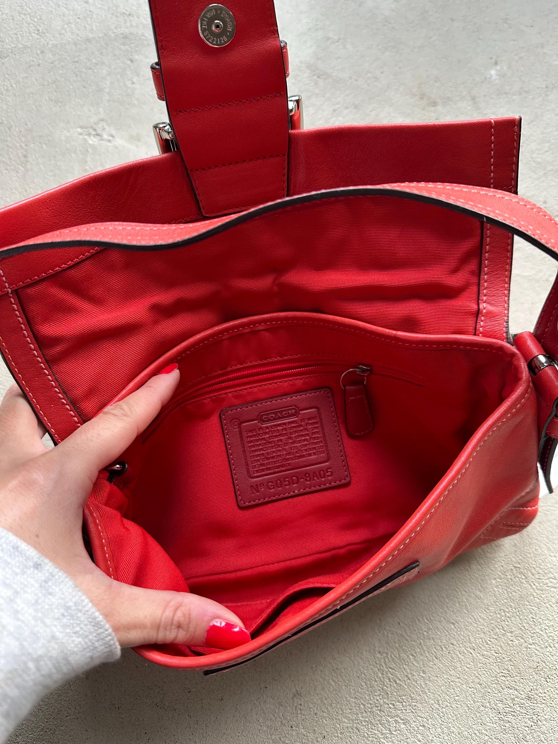 ヴィンテージ コーチ レッド スクエア ソーホー ショルダーバッグ 