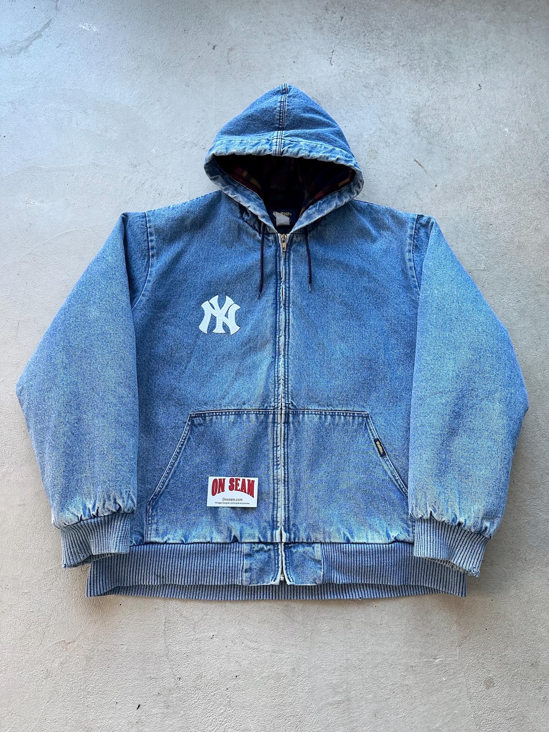Vintage Yankee Carhartt Style Denim Hooded Jacket XL