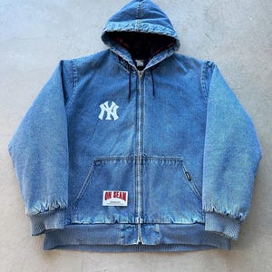 Vintage Carhartt Denim Hooded Jacket - Etsy