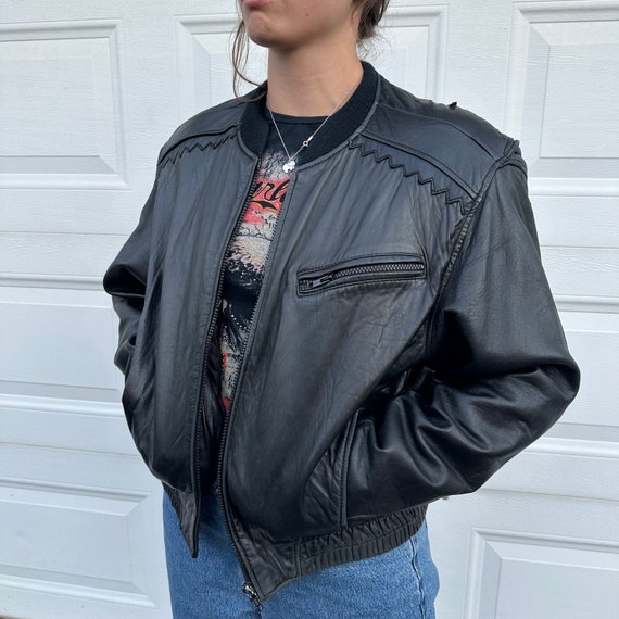 Vintage Harley Davidson Leather Bomber Jacket - L - image 2