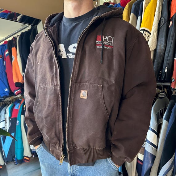 Vintage Carhartt Brown Hooded Jacket - Etsy Vintage Carhartt Brown Hooded Jacket - Etsy