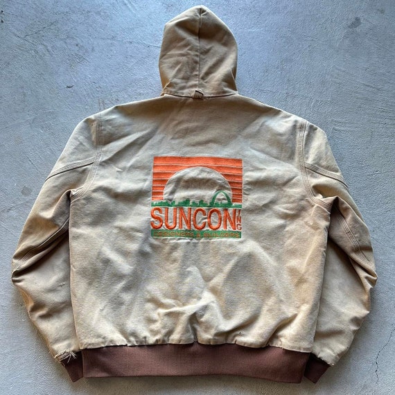 Vintage Carhartt Faded Tan Hooded Jacket - image 2