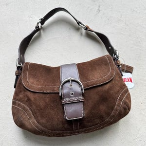 COACH Soho Pink Suede Leather Satchel Handbag Mini Boston