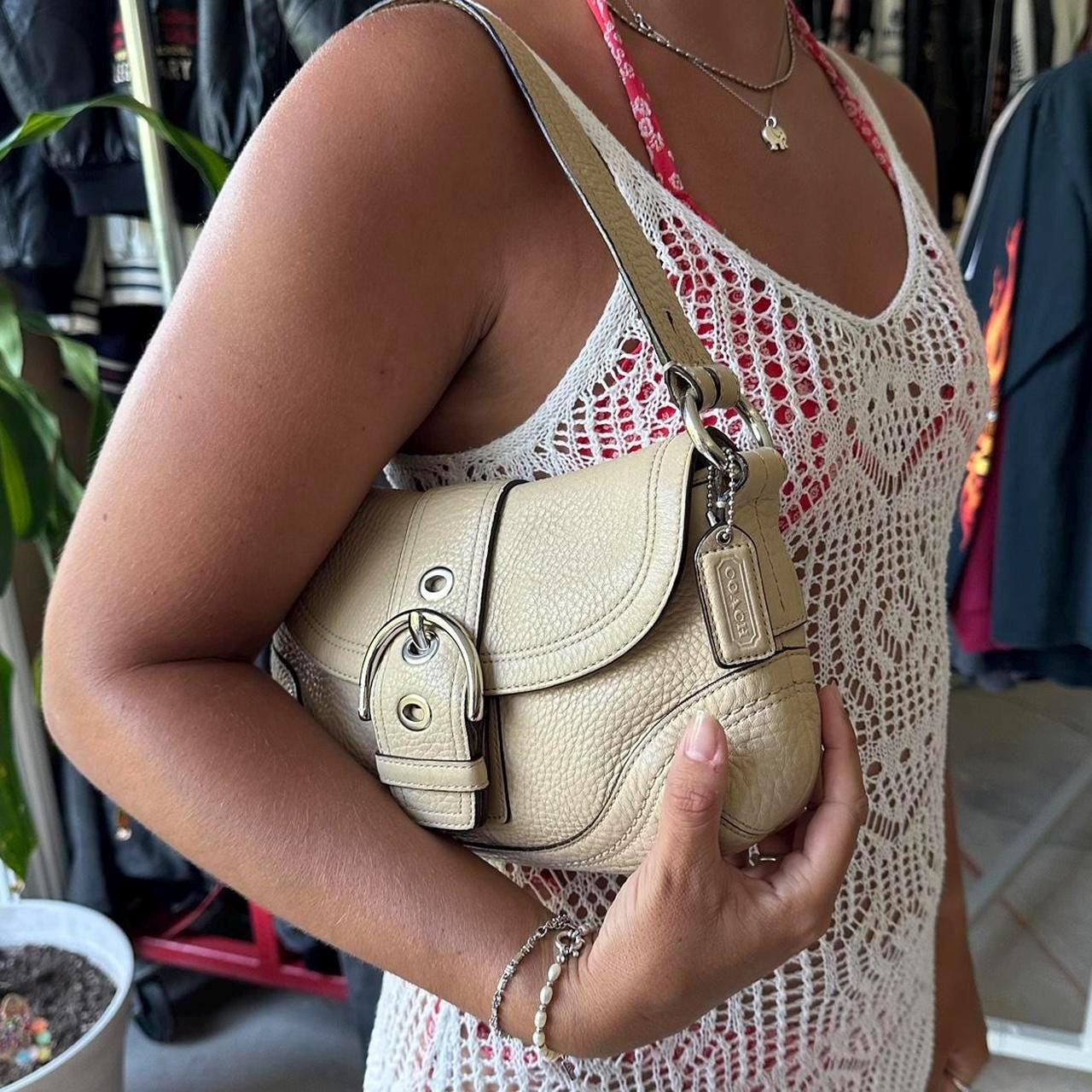 Vintage Y2K Coach Cream Mini Leather Soho Shoulder Bag - Etsy