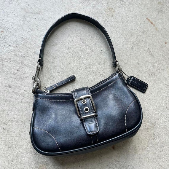 Vintage Y2K Coach Black Leather Mini Hampton Shoul