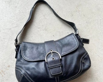 Vintage Y2K Coach Black Leather Soho Shoulder Bag