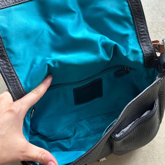 Vintage Y2K Coach Navy/black Square Soho Style Leather Shoulder